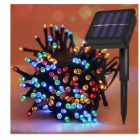 Instalatie solara 10 m cu 100 led, pentru exterior, multicolor