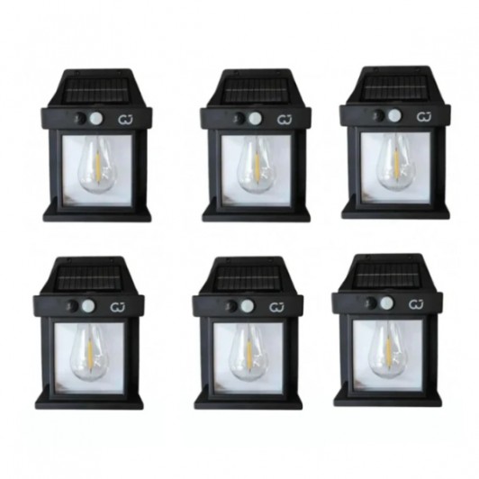 Set 6 x lampa led cu incarcare solara si senzor de lumina BK-888