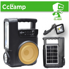 Incarcator solar universal CCLAMP CL-830 cu player bluetooth, usb, card TF, radio FM