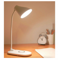 Lampa led de birou cu functie de incarcare wireless pentru telefoane, culoare alb