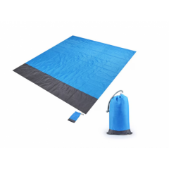 Patura plaja/picnic/camping, poliester, 210x200 cm, gri/albastru