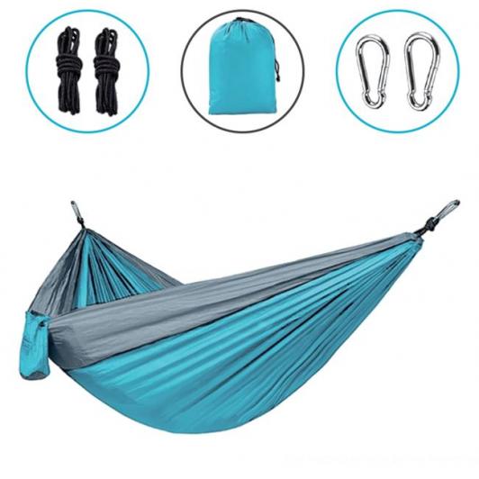 Hamac camping ultra-usor bleu gri 260x140cm