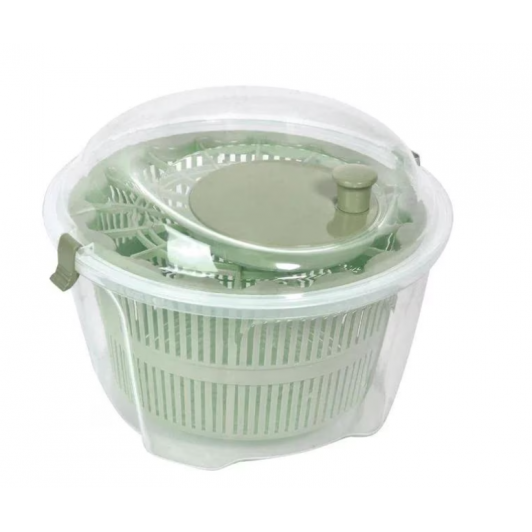 Bol cu centrifuga pentru uscat salata, plastic, verde, 4.4L