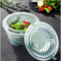 Bol cu centrifuga pentru uscat salata, plastic, verde, 4.4L