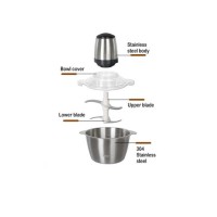 Tocator electric pentru carne si legume, 4 lame inox, 2 viteze, bol inox