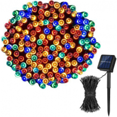 Instalatie solara 10 m cu 100 led, pentru exterior, multicolor