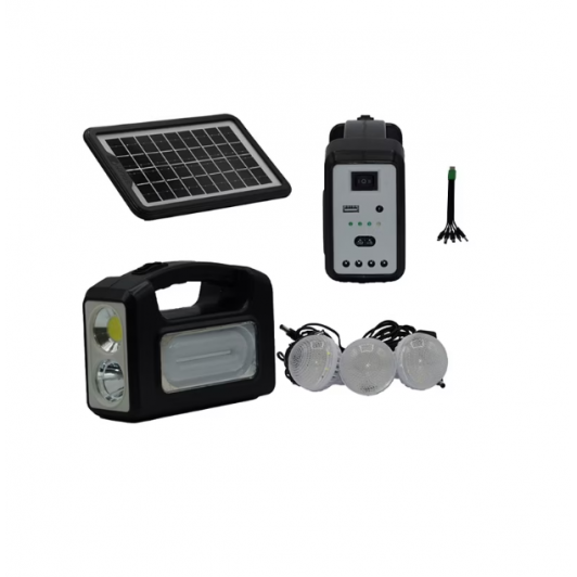 Kit solar GD-7COB cu lampa multifunctionala, 3 becuri