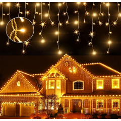 Instalatie SOLARA 12 metri turturi, franjuri inegali cu 300 LED-uri, diverse culori Instalatie SOLARA 12 metri turturi, franjuri inegali cu 300 LED-uri, diverse culori