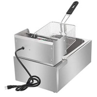 Friteuza Electrica Profesionala 6L, Inox, 2500W – Termostat Reglabil, Capac Antistropire