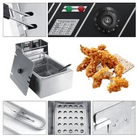 Friteuza Electrica Profesionala 6L, Inox, 2500W – Termostat Reglabil, Capac Antistropire