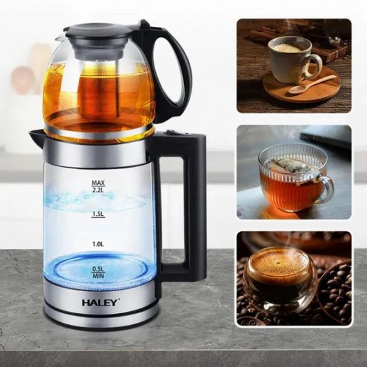 Set Fierbator Electric + Ceainic, capacitate 2.2L si 0.8L, Putere 1500W