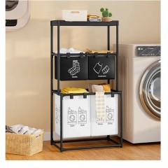 Cos de rufe metalic cu 3 nivele, 4 sectiuni, 124 x 57 x 44 cm