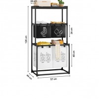 Cos de rufe metalic cu 3 nivele, 4 sectiuni, 124 x 57 x 44 cm