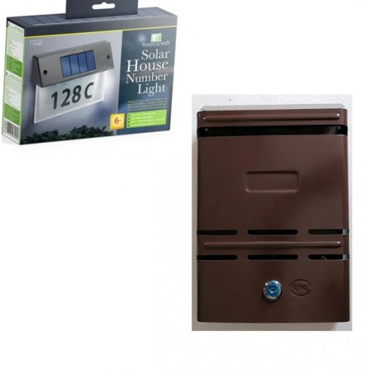 Numar de casa solar + Cutie postala, metalica Numar de casa solar + Cutie postala, metalica
