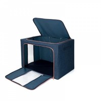 Set 3 x Cutie Pliabila cu Fermoar si Fereastra pentru Depozitare 24L + 66L + 100L, Albastru Set 3 x Cutie Pliabila cu Fermoar si Fereastra pentru Depozitare 24L + 66L + 100L, Albastru