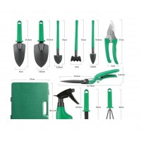 Set 10 accesorii pentru gradinarit, geanta depozitare inclusa, otel inoxidabil, 37 x 28 cm, verde