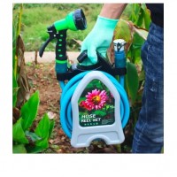 Furtun pentru gradina cu tambur si pistol de pulverizare, lungime 10m, portabil, din PVC