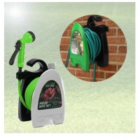 Furtun pentru gradina cu tambur si pistol de pulverizare, lungime 10m, portabil, din PVC
