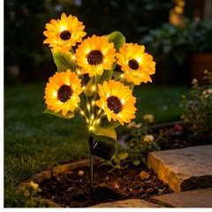 Set 4 x lampa solara 6 flori, 70 cm, Floarea Soarelui