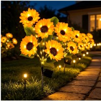 Set 4 x lampa solara 6 flori, 70 cm, Floarea Soarelui