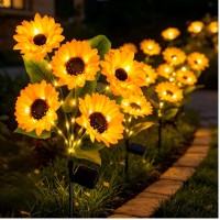 Set 4 x lampa solara 6 flori, 70 cm, Floarea Soarelui