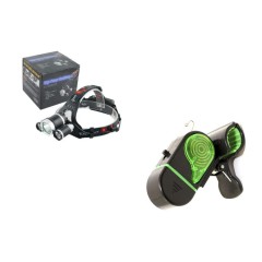 Setul pescarilor: Lanterna de cap cu triplu LED + Set 4 senzori cu prindere metalica, pe lanseta
