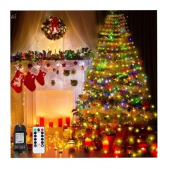 Instalație luminoasă LED pentru brad – Tip perdea/cascadă, 2m, 400 LED-uri, 16 coloane Instalație luminoasă LED pentru brad – Tip perdea/cascadă, 2m, 400 LED-uri, 16 coloane