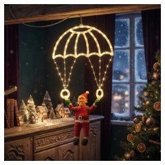 Decorațiune luminoasă LED – Moș Crăciun cu parașută, 40x80 cm, alimentare la priză Decorațiune luminoasă LED – Moș Crăciun cu parașută, 40x80 cm, alimentare la priză