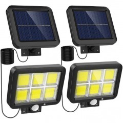 Set 2x Lampa 120 LED pentru exterior cu panou solar detasabil, senzor de miscare