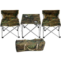 Set Masa cu 2 Scaune Pentru Camping Pliabile Model Army Geanta Inclusa