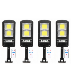 Set 4 Lampi cu incarcare solara, 108 LED-uri COB, senzor de miscare si telecomanda