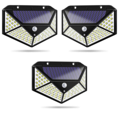 Set 3 x Lampa 100 LED cu panou solar, senzor de miscare