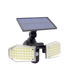 Lampa 78 LED cu panou solar dublu, split de perete, senzor de miscare