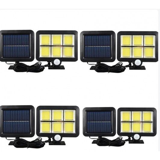 Set 4 Lampa 100 LED COB putere 100W cu incarcare solara si senzor de miscare