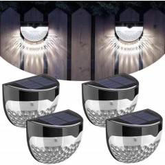 Set 4 x Lampa solara exterior, 6 LED, senzor, lumina rece, Negru