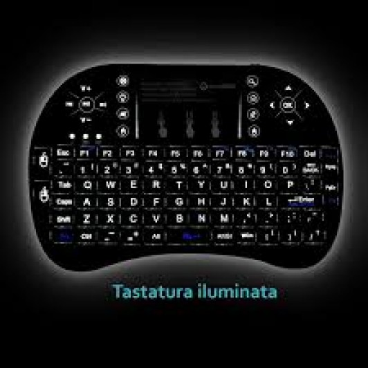 Mini tastatura wireless, cu touchpad, iluminata LED pentru PC, Laptop, Tableta, Xbox, Smart TV, Play