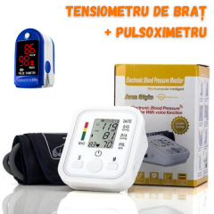 Tensiometru Electronic de Brat, Medical Digital, Automat + Pulsoximetru