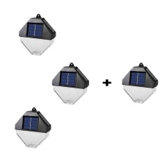 Set 4 x Lampa Solara de Perete, 3 LED, Reincarcabil, IP65