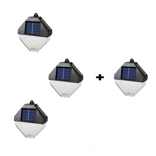 Set 4 x Lampa Solara de Perete, 3 LED, Reincarcabil, IP65