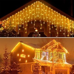 Instalație franjuri cu led tip țurțuri, exterior, 20 metri, 500 LED-uri, interconectabila