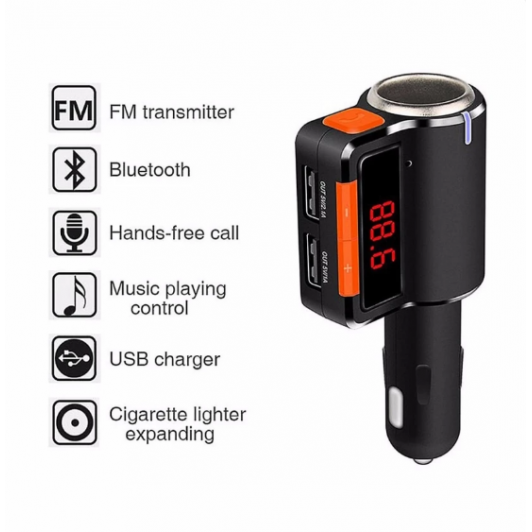 Car Kit Bluetooth, Modulator FM, Dual USB, Micro SD, USB charger, Handsfree