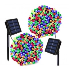 Set 3 buc Instalatii solare pentru exterior cu 100 led, lungime 10 m,  multicolor, total 30 metri