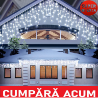 Set 2 bucati Instalatie LED tip franjuri 12 m, de exterior, interconectabile, total 24 metri