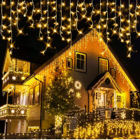 Instalație franjuri cu led tip țurțuri, exterior, 20 metri, 500 LED-uri, interconectabila