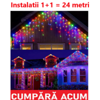 Set 2 X Instalatie Led, cu 300 Led, 12 Metri, Franjuri, Multicolor