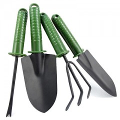 Set 4 unelte pentru gradinarit cu maner verde + manusi de lucru CADOU