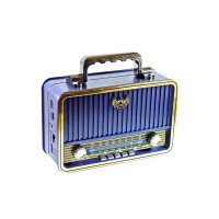 Radio Retro MD-1907BT, Acumulator Incorporat, Bluetooth, AUX, USB, TF Card, FM/AM/SW, Albastru-Auriu