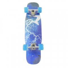 Skateboard cu Roti din Silicon, Placa din Lemn cu 7 Straturi, 79 x 20 cm, Model Blue Sky