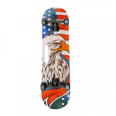 Skateboard cu Roti PU, Placa din Lemn cu 7 Straturi, 79 x 20 cm, Model American Eagle