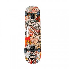 Skateboard cu Roti PU, Placa din Lemn cu 7 Straturi, 79 x 20 cm, Model Dark Rap